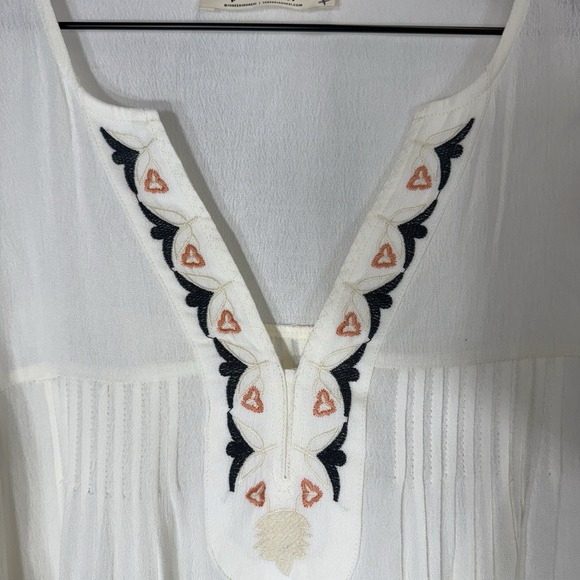 Three Bird Nest Blouse Frida Embroidered Dolmam Boho Flowy Peasant Hippie Medium - Picture 8 of 12